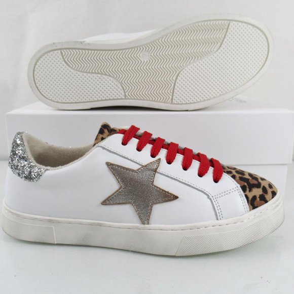 Steven New York By Steve Madden Rubie Lace Up Star Sneaker White Leopard Size 7 - Picture 9 of 9